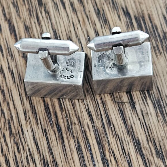 Vintage Antonio Pineda Taxco 970 Sterling Modernist Architectural Cufflinks - Picture 4 of 4